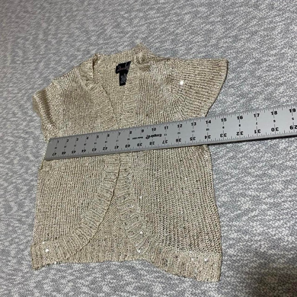 Gold sequin short cardigan with a boho vibe, size M. SKU-B133#boho - Picture 4 of 6